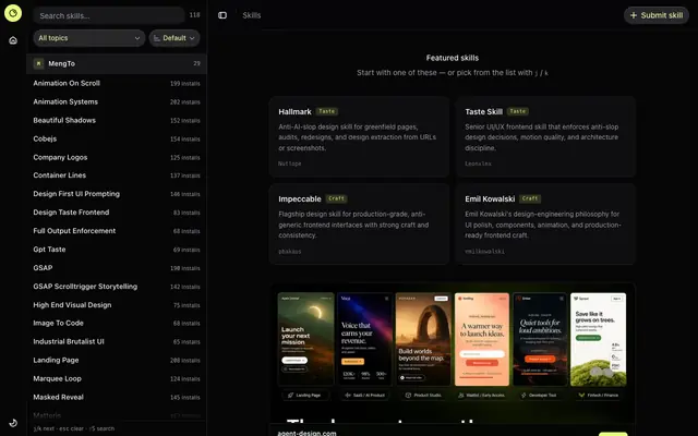 Screenshot of Design Skills Directory | Agent's Design