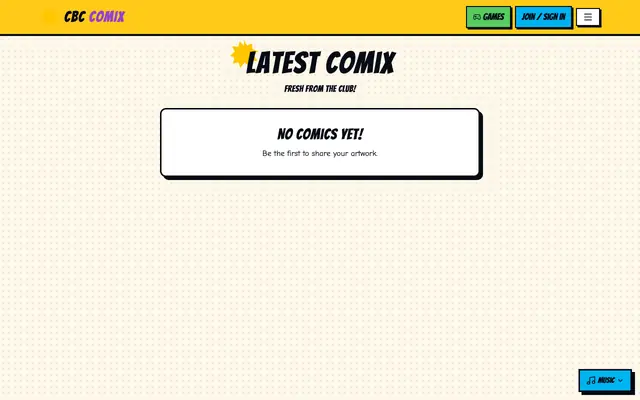 Screenshot of CBC COMIX — Latest Comic Art