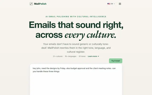 Screenshot of MailPolish