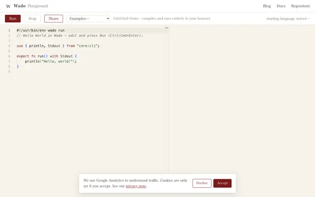 Screenshot of Wado Playground