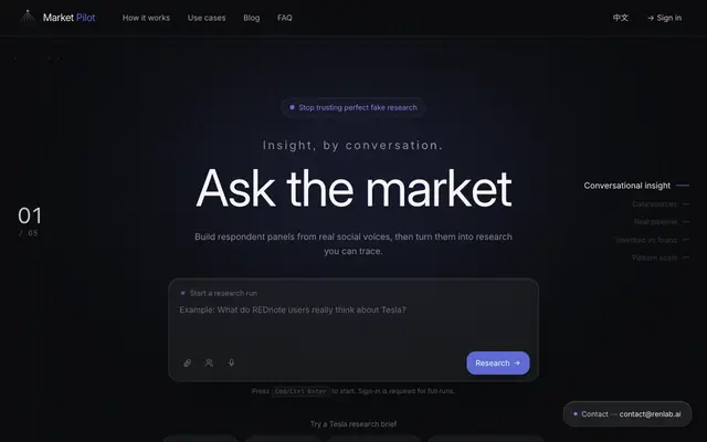 Screenshot of Market Pilot | Evidence-Traceable AI Market Research