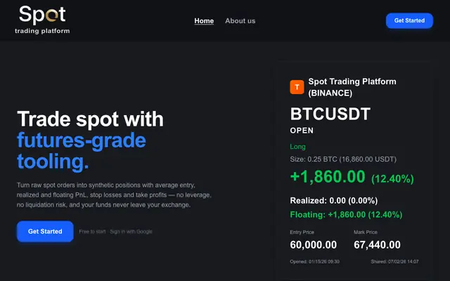 Screenshot of spot-trading-platform