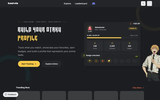 Screenshot of OtakuProfile - Track Your Anime Journey Beautifully