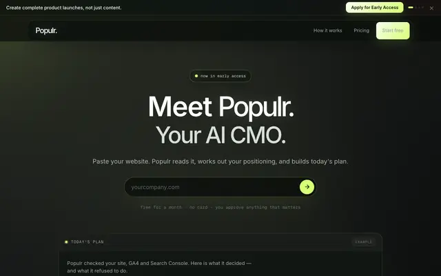 Screenshot of Populr — your CMO