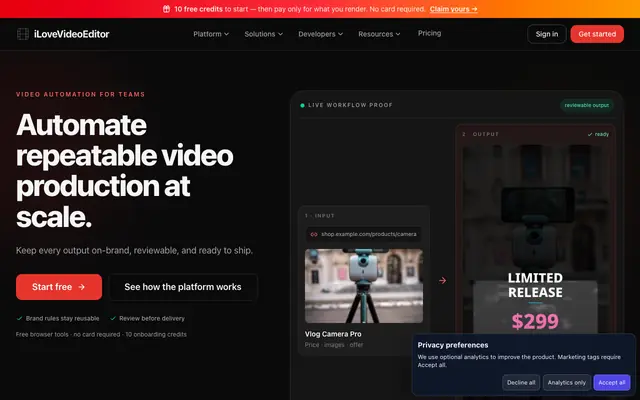 Screenshot of Turn Anything into Video | iLoveVideoEditor