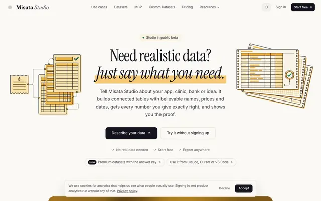 Screenshot of Misata Studio — Best Synthetic Data Generator for Python & AI Agents (2026)