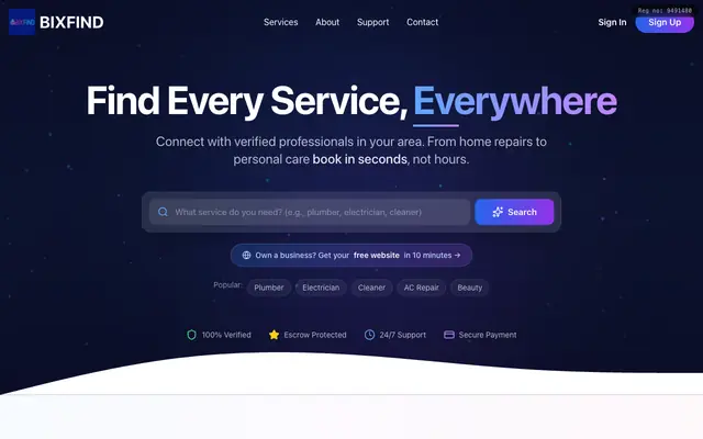 Screenshot of Bixfind - Find Every Service, Every Provider, Everywhere