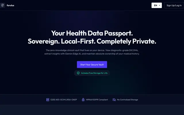 Screenshot of forulus | Local-First Medical Data Vault