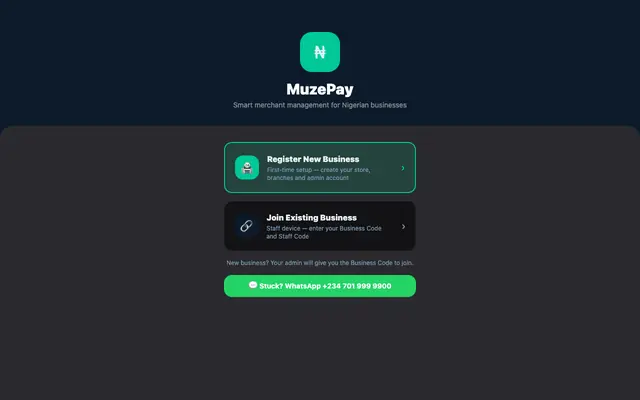 Screenshot of MuzePay