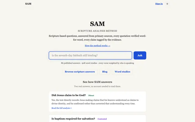 Screenshot of SAM — Scripture Analysis Method