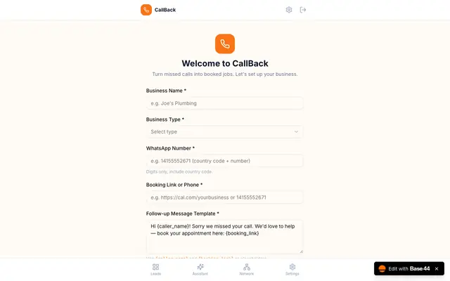 Screenshot of Base44 APP