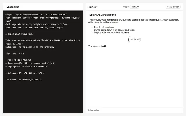 Screenshot of Typst WASM Playground