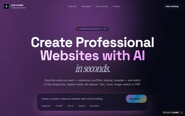 Screenshot of POLAMREDDY AJAY KUMAR – AI Website Builder