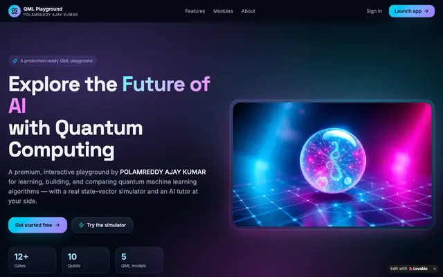 Screenshot of Quantum ML Playground — POLAMREDDY AJAY KUMAR