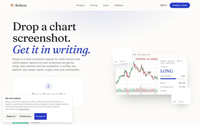 Screenshot of Bullynx · AI Trading Copilot for Chart Analysis