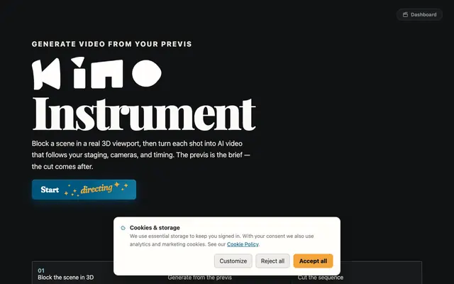 Screenshot of Kino Instrument — Previs to generated cut