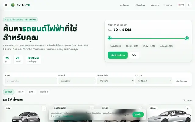 Screenshot of EVHubTH