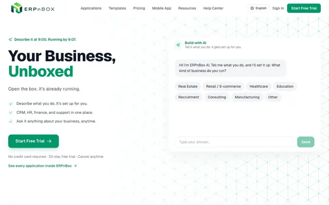 Screenshot of ERPnBox - Your Business, Unboxed