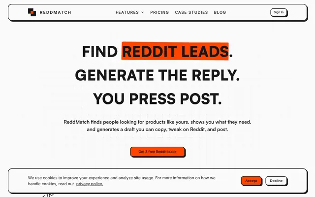 Screenshot of ReddMatch | Find High-Intent Reddit Leads