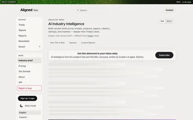 Screenshot of Aligned News — Ultimate AI News