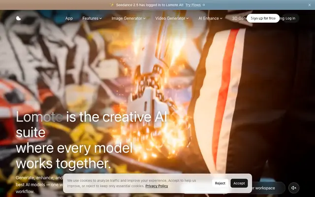 Screenshot of Lomote — All-in-one creative AI suite