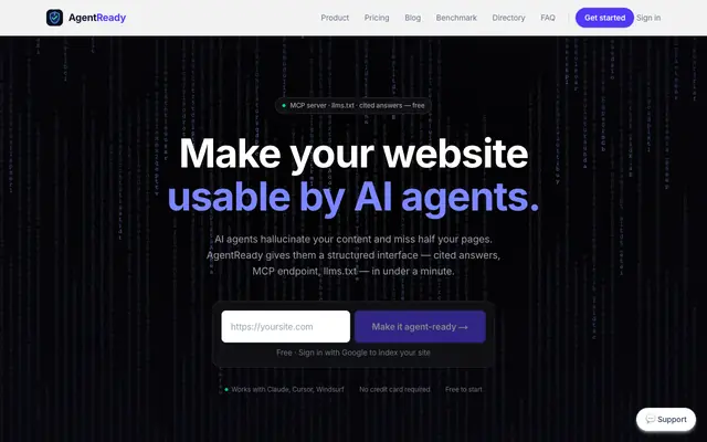 Screenshot of Make Any Website Queryable by AI Agents — AgentReady