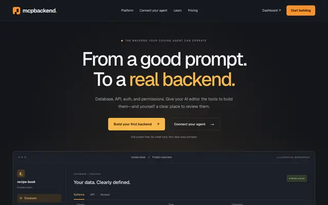 Screenshot of McpBackend: MCP Backend for AI Apps & Vibe Coding