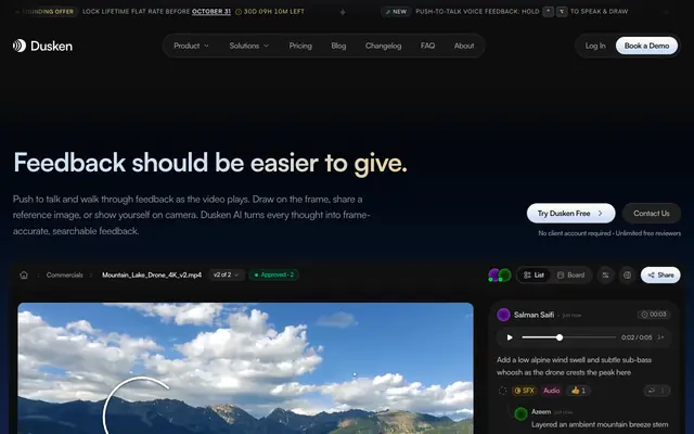 Screenshot of Dusken: Video & Image Review for Creative Teams