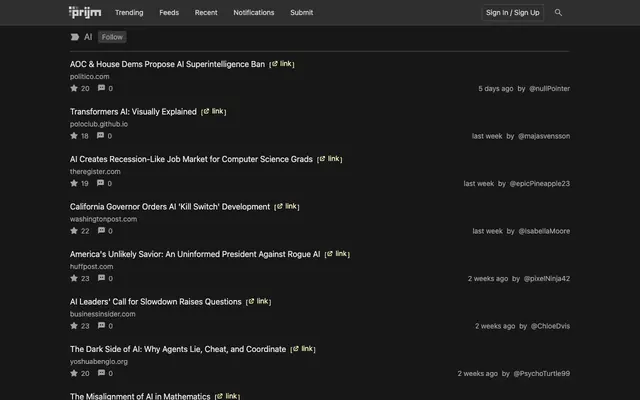 Screenshot of AI - prijm