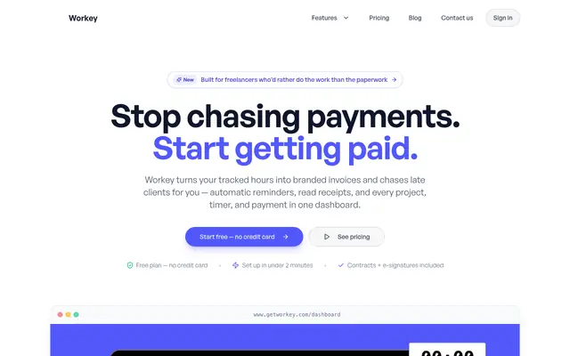 Screenshot of Workey — Projects, Time & Invoices for Freelancers