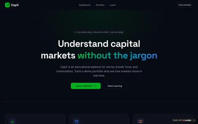 Screenshot of CapX — Capital Markets Explorer