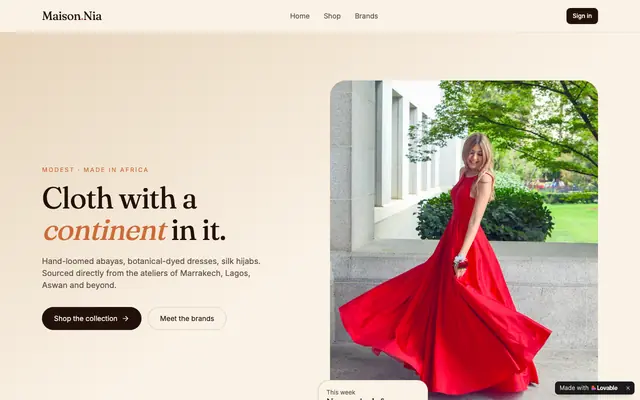 Screenshot of Ruqayyah's elegant -Modest Fashion, African Ateliers