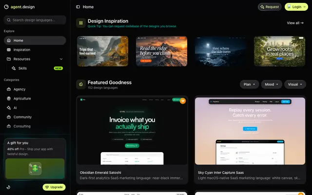 Screenshot of Agent's Design — The largest agent's design resources. By Agent. For Agent.