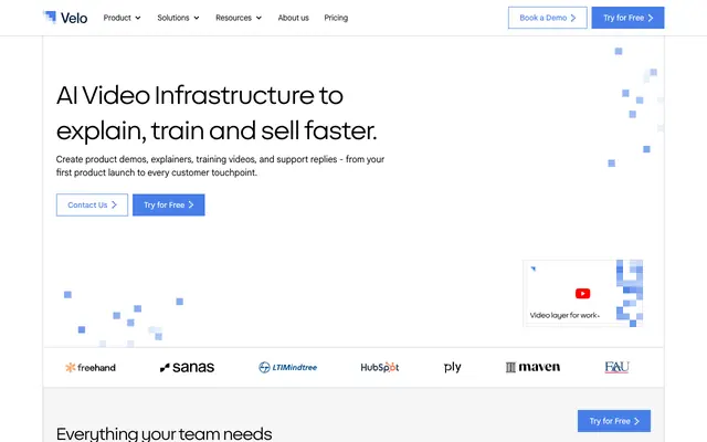 Screenshot of Velo - AI Video Platform for Work