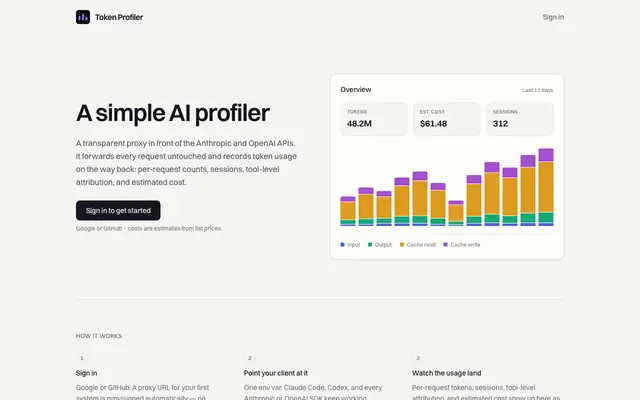 Screenshot of Token Profiler