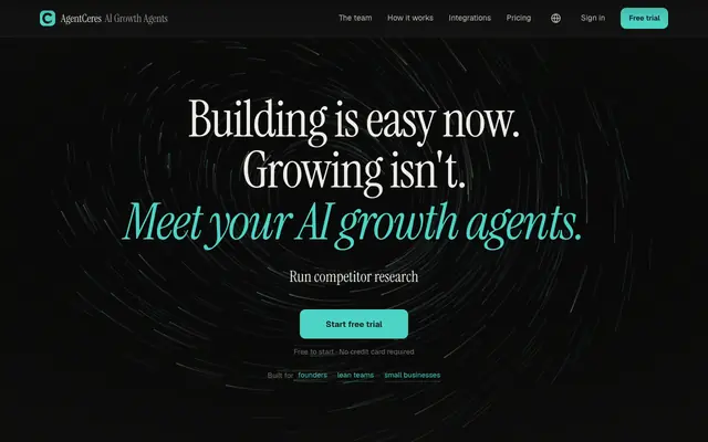 Screenshot of Ceres — The AI Growth Team That Works With You