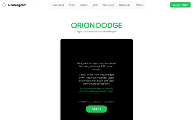 Screenshot of Orion Agents: Discover, vet, and launch autonomous AI agents