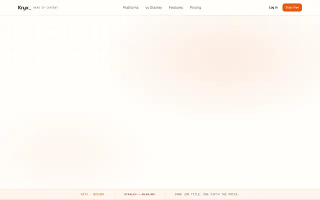 Screenshot of Kryx — Grow on X. In your own voice.