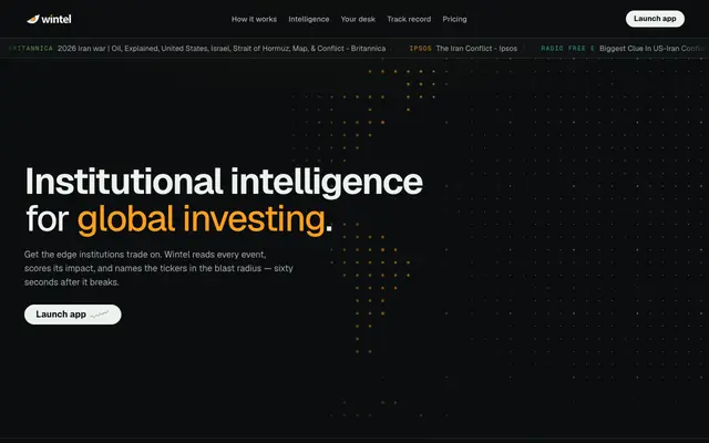Screenshot of Wintel — Global Market Intelligence Terminal