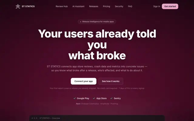 Screenshot of App Review Management Software for Every Store | ST STATICS