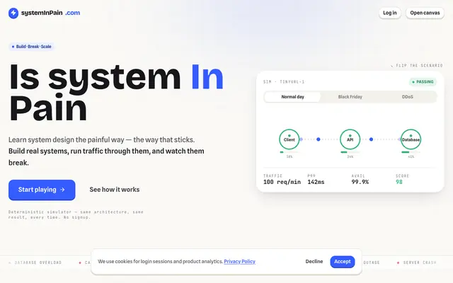 Screenshot of systemInPain