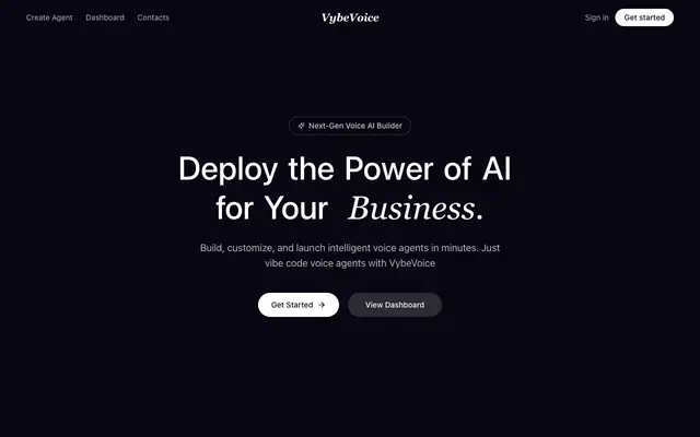 Screenshot of VybeVoice – AI Voice Agent Builder