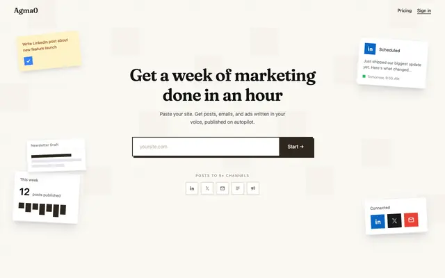 Screenshot of Agma0 - Marketing on Autopilot