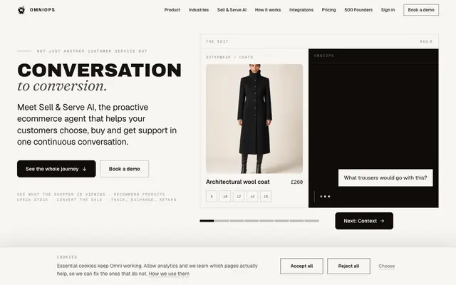 Screenshot of AI for ecommerce customer service & operations | OmniOps