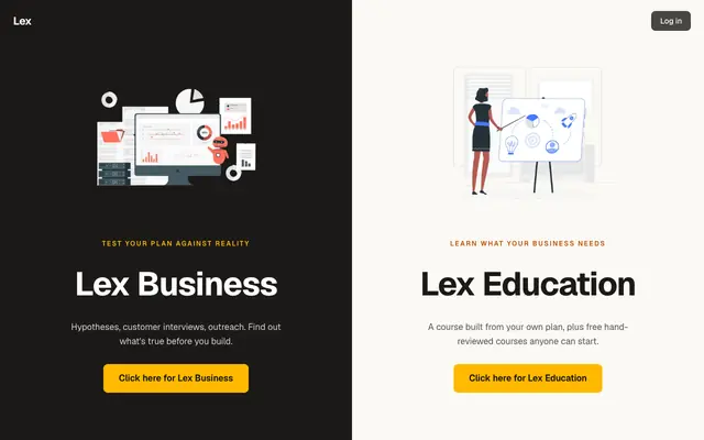 Screenshot of Lex — an AI cofounder for the lean startup