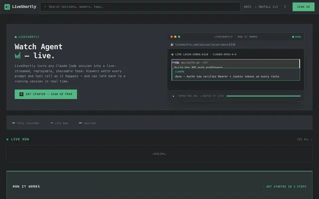 Screenshot of LiveShortly