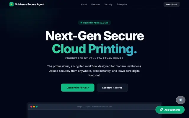 Screenshot of Subhams Agent | Venkata Pavan Kumar Amarthaluri