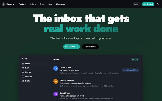 Screenshot of Housecat: Email for clever cats