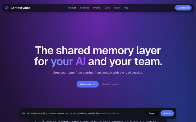 Screenshot of ContextVault: Shared memory for AI systems