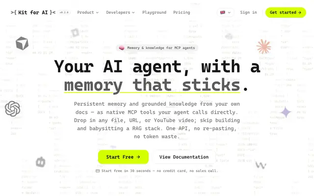 Screenshot of Kit for AI — The Memory Layer for AI Agents